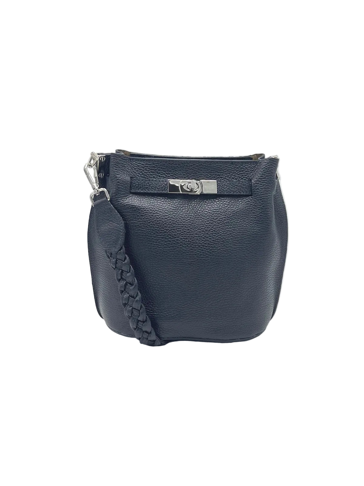 Small Braided Lock Shoulder Bag with Detachable Crossbody Strap, Made in Italy, Art. 112775