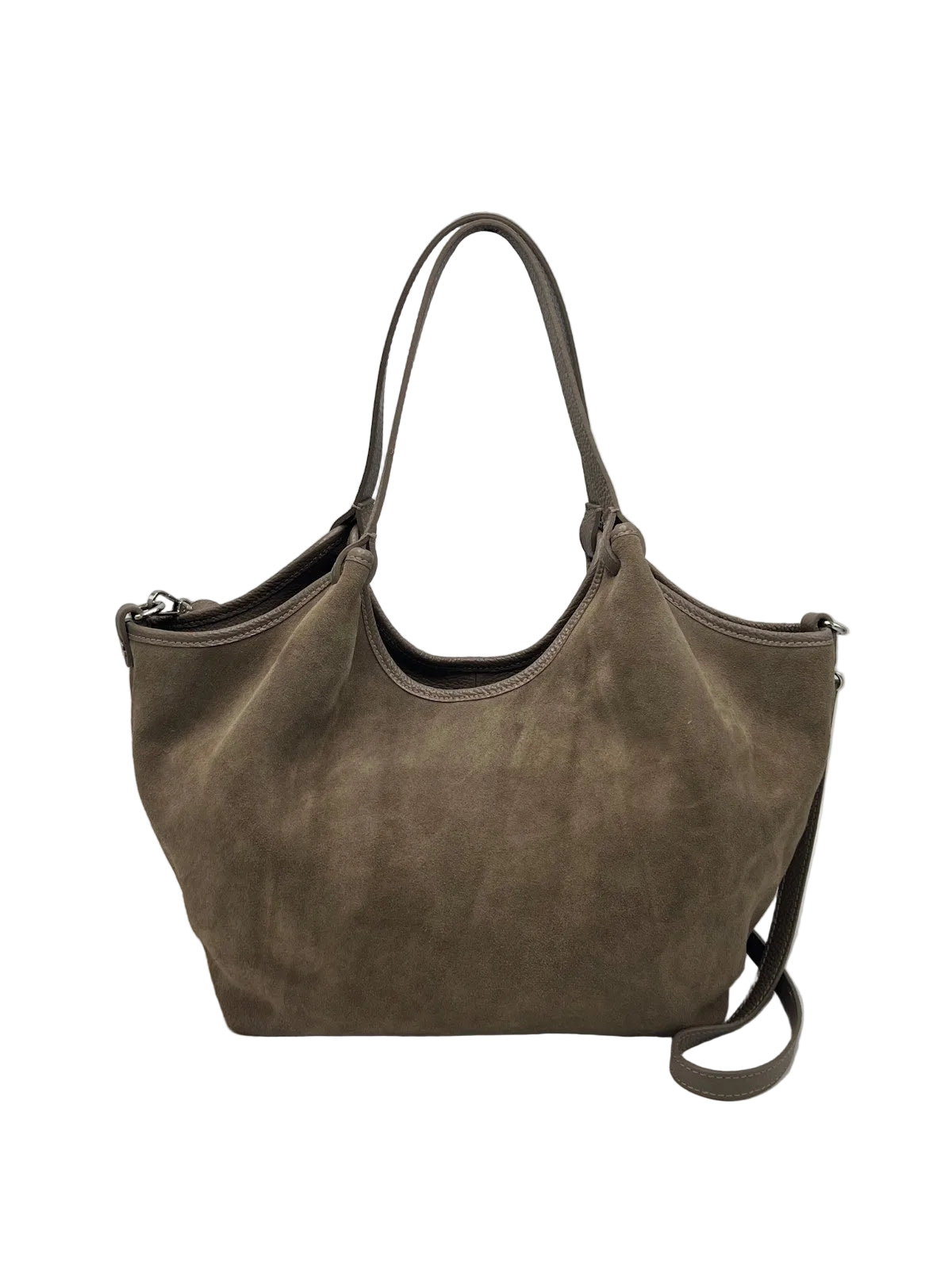 Genuine Leather & Suede Tote Bag with Crossbody Strap, Made in Italy, art. 112777