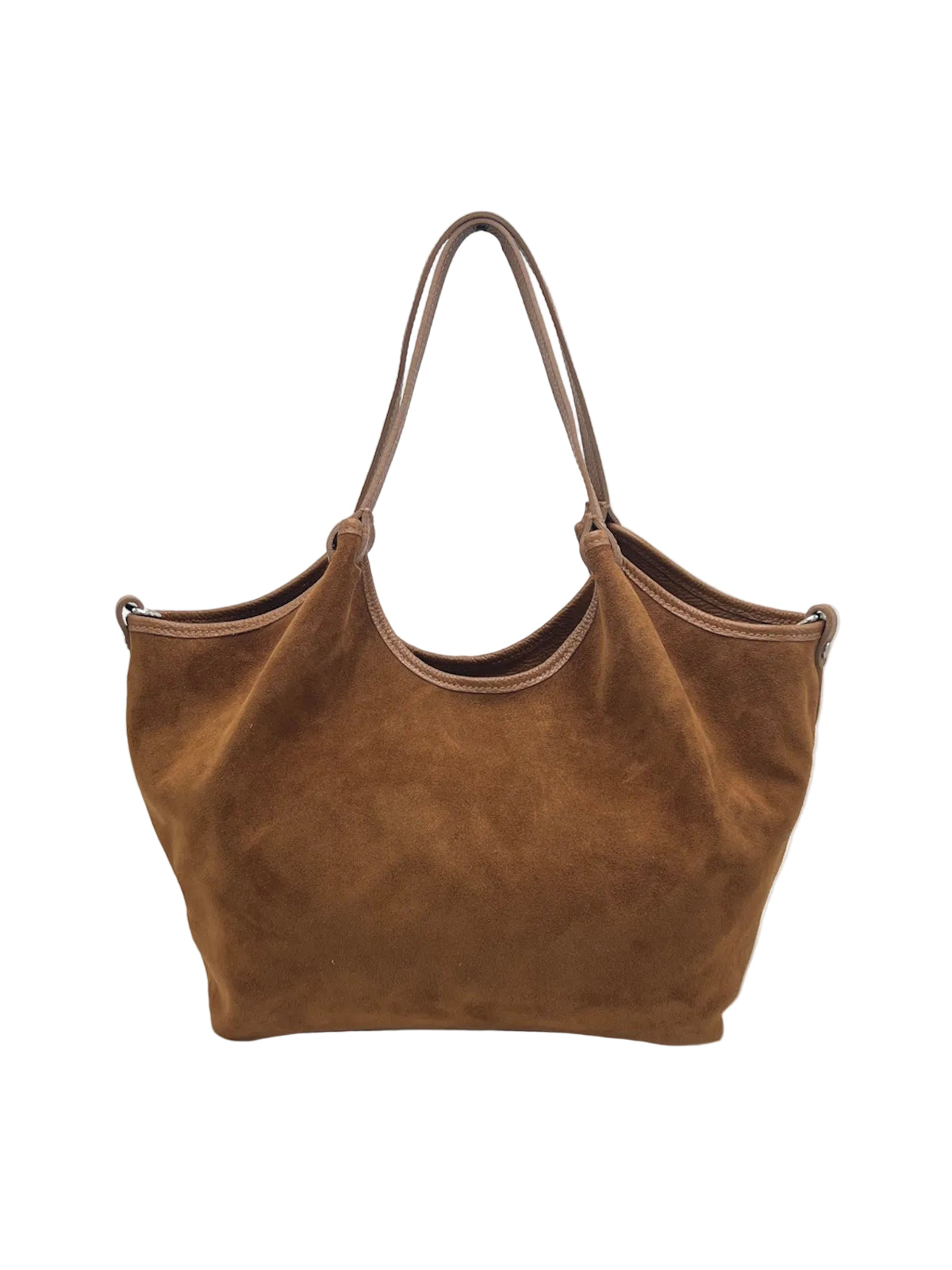 Genuine Leather & Suede Tote Bag with Crossbody Strap, Made in Italy, art. 112777