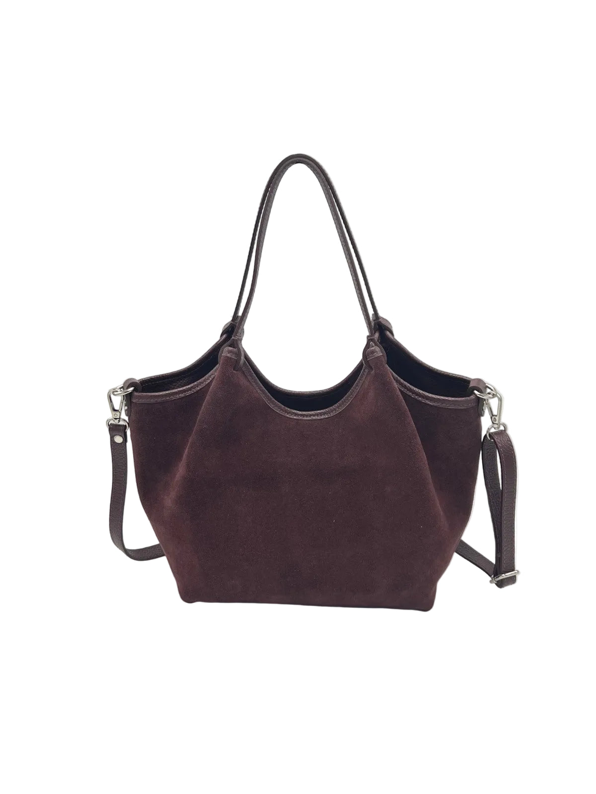 Genuine Leather & Suede Tote Bag with Crossbody Strap, Made in Italy, art. 112776