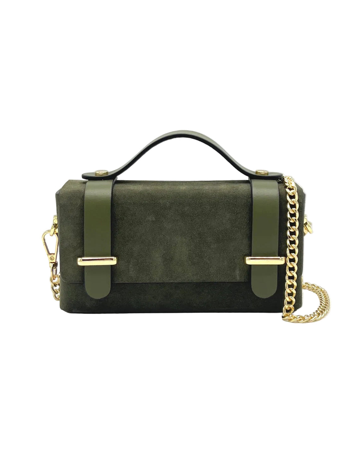Suede leather mini clutch bag with chain, Made in Italy, art. 112629