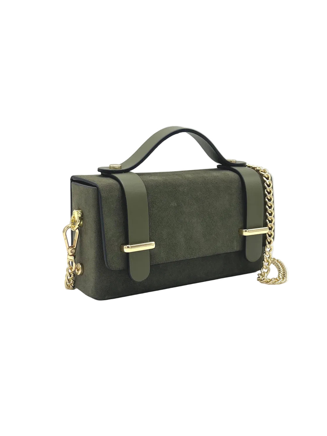 Suede leather mini clutch bag with chain, Made in Italy, art. 112629