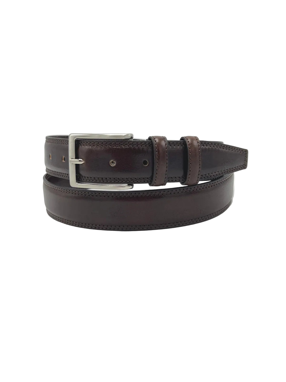 Classic Double-Stitched Leather Men's Belt, Made in Italy, art. 035/3.391