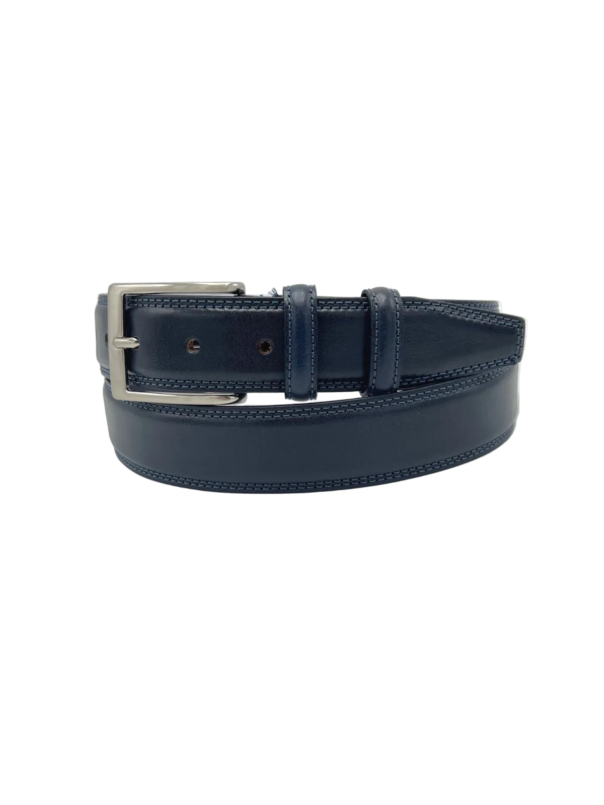 Classic Double-Stitched Leather Men's Belt, Made in Italy, art. 035/3.391