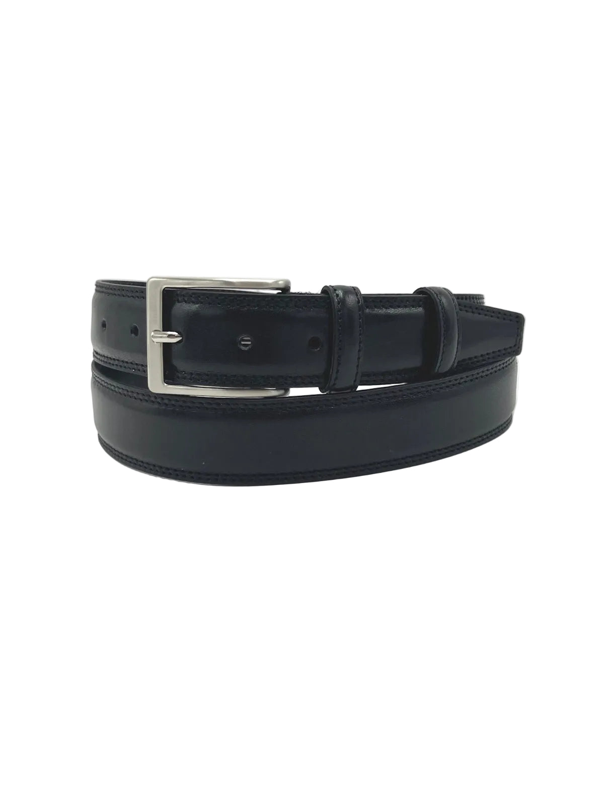 Classic Double-Stitched Leather Men's Belt, Made in Italy, art. 035/3.391