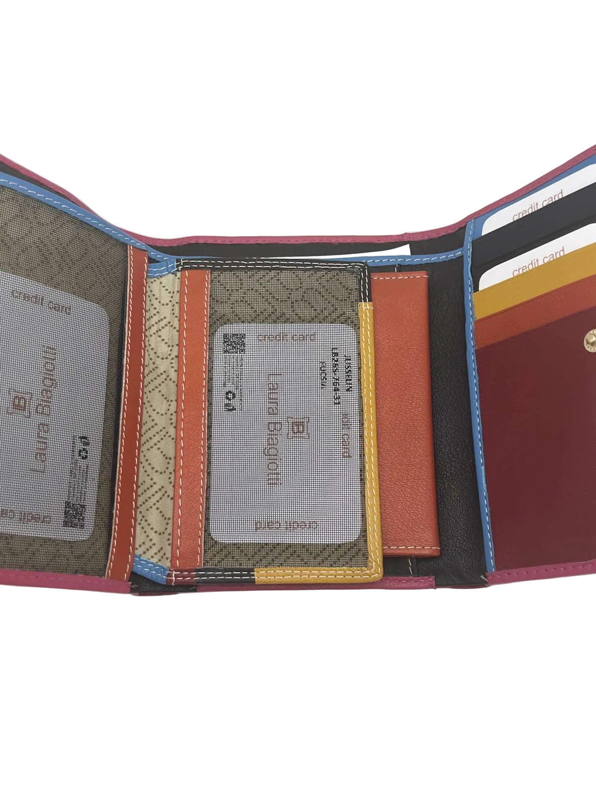 Women's Genuine Leather Wallet – Soft Trifold Purse with Rainbow Multicolor Interior, Art. LB26764-31