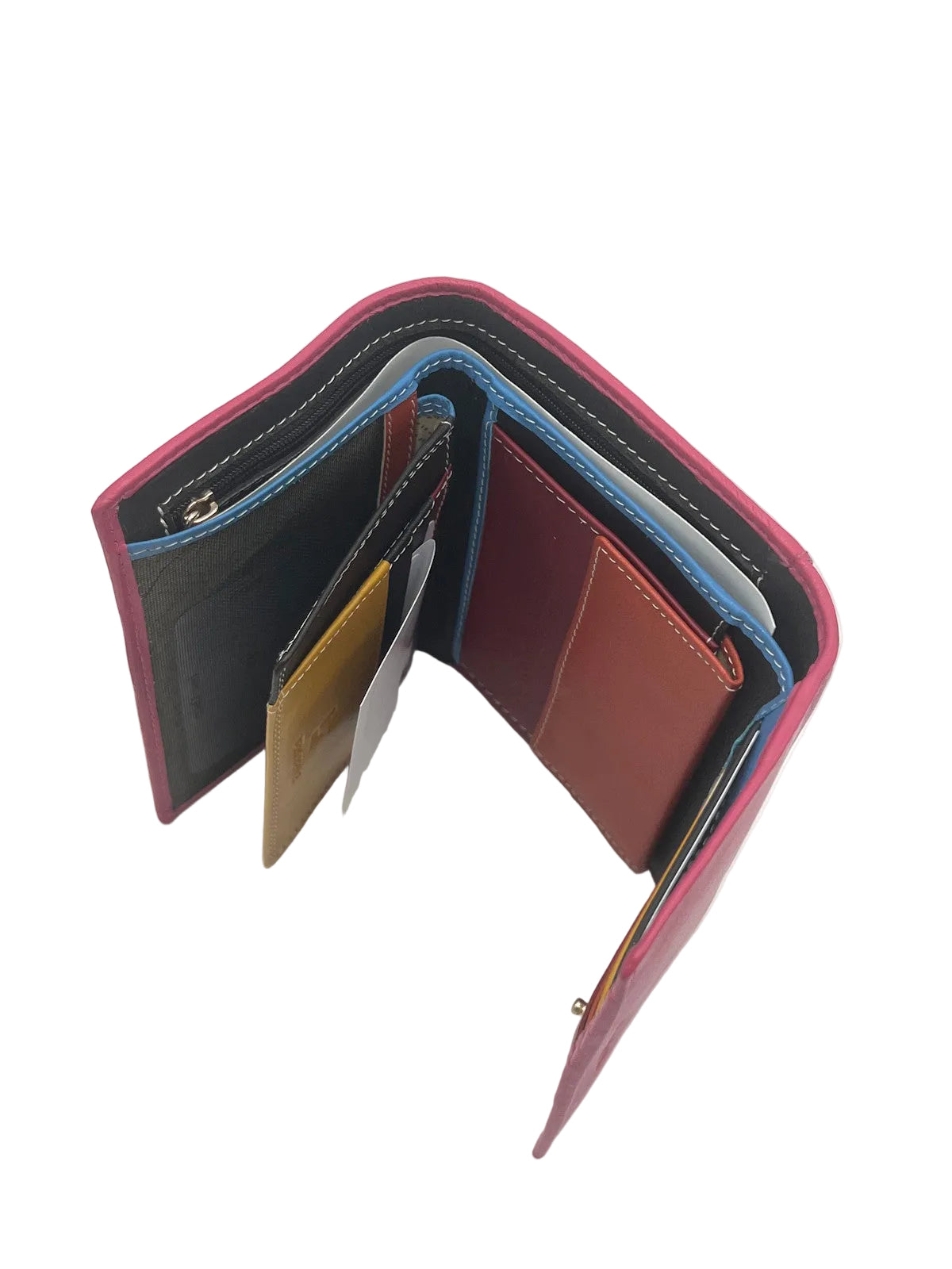 Women's Genuine Leather Wallet – Soft Trifold Purse with Rainbow Multicolor Interior, Art. LB26764-31