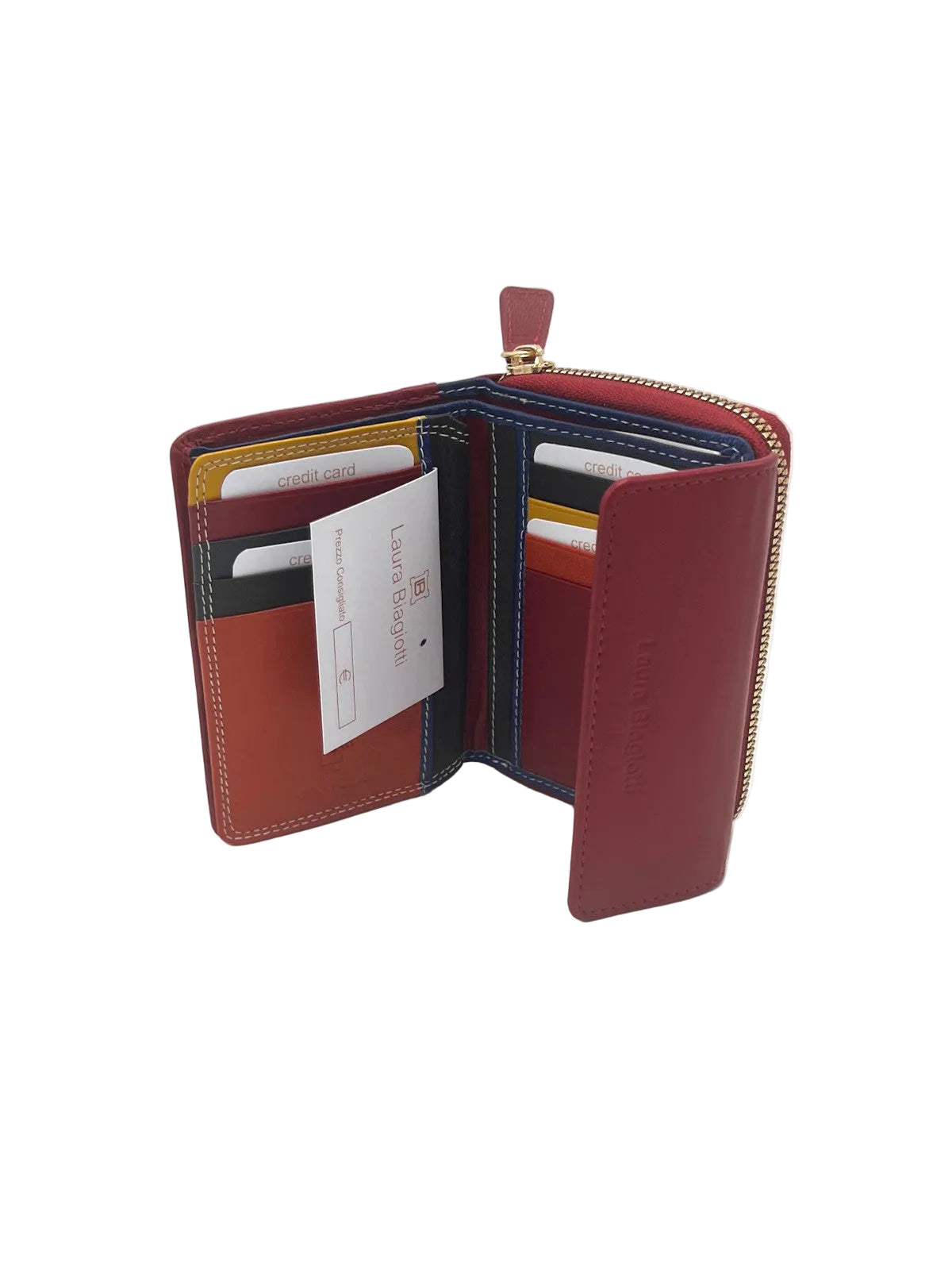 Women's Genuine Leather Wallet – Soft Bifold Purse with Rainbow Multicolor Interior, Art.LB26764-32