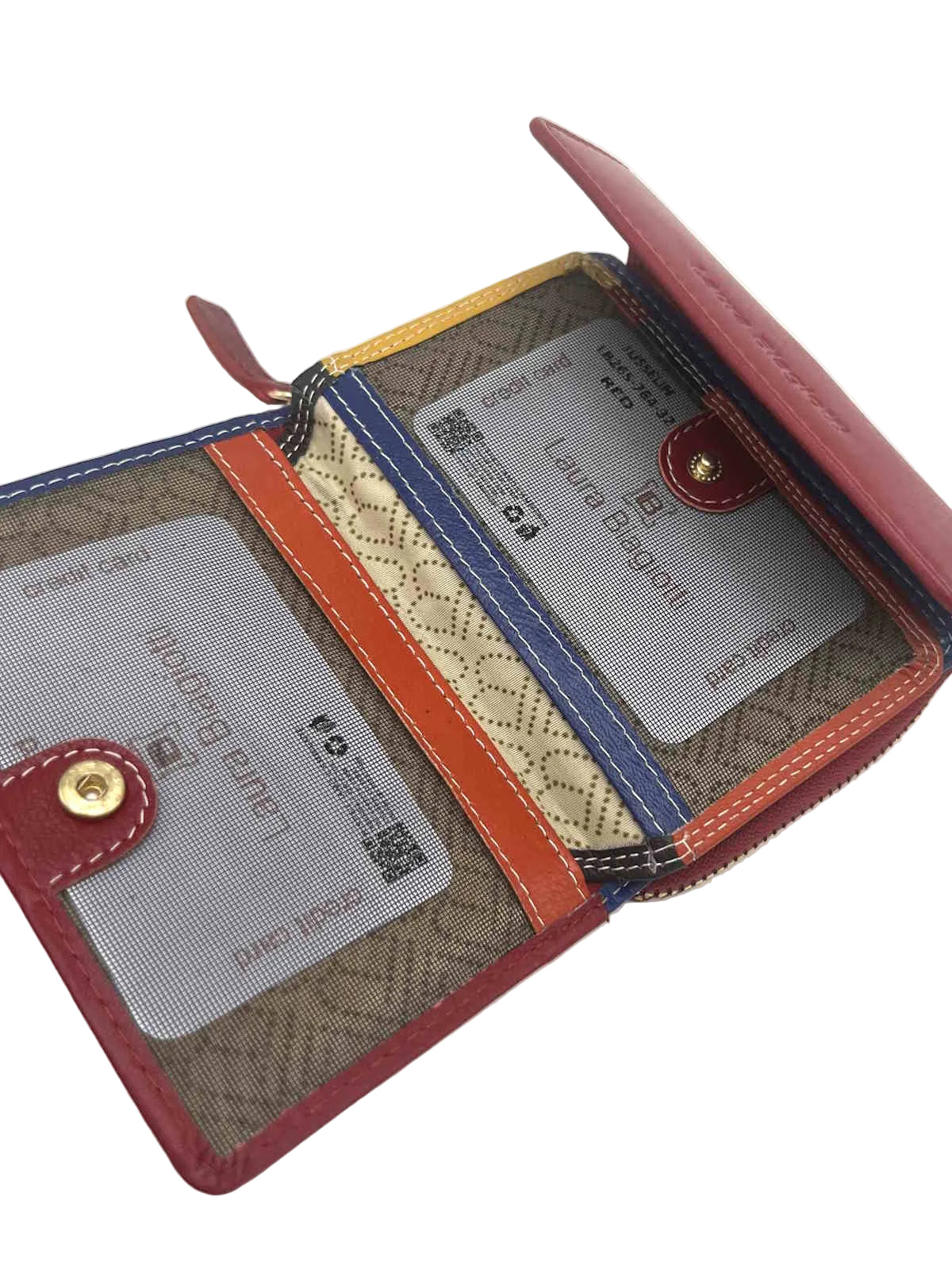Women's Genuine Leather Wallet – Soft Bifold Purse with Rainbow Multicolor Interior, Art.LB26764-32