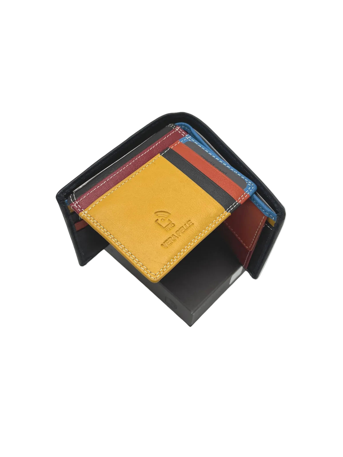 Men's Genuine Leather Wallet – Small Bifold Wallet with Rainbow Multicolor Interior, Art. LB26764-44