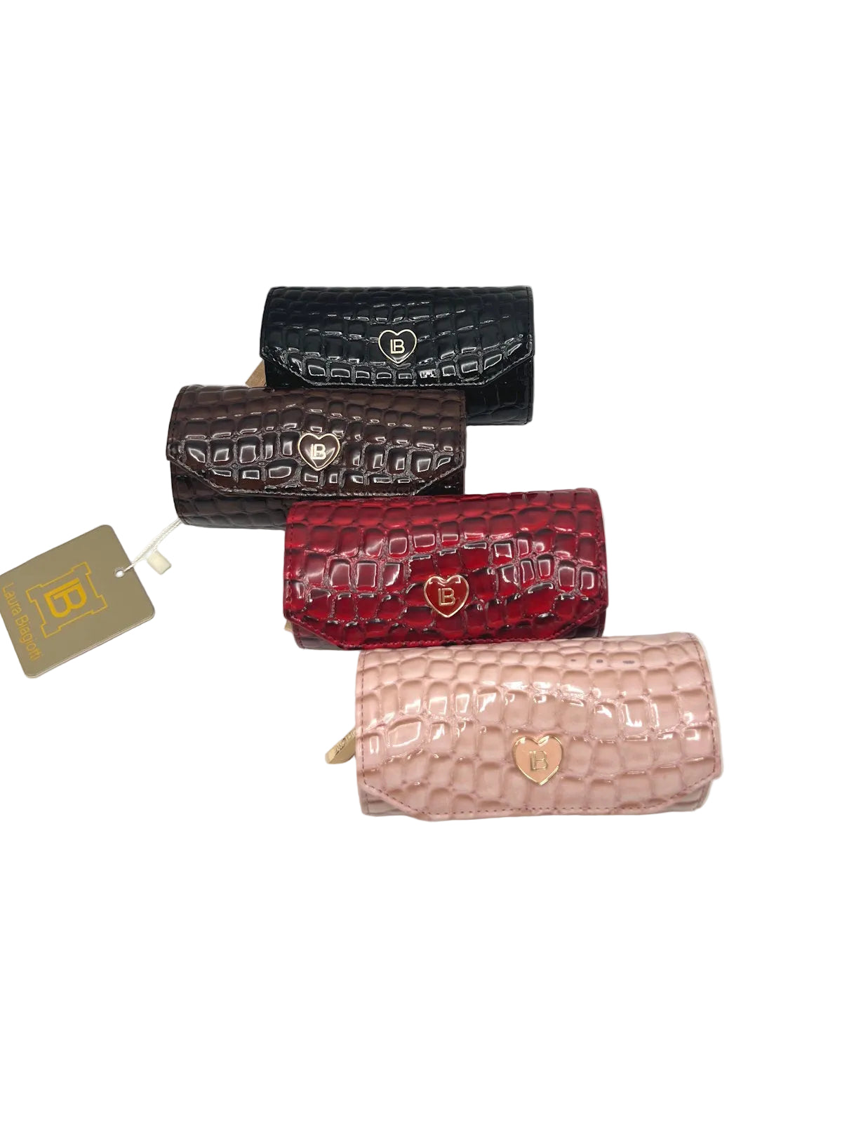 Women's Synthetic Leather Travel Jewelry Case Organizer with Zip Pouch & Ring Holder, Art. LB24290-2