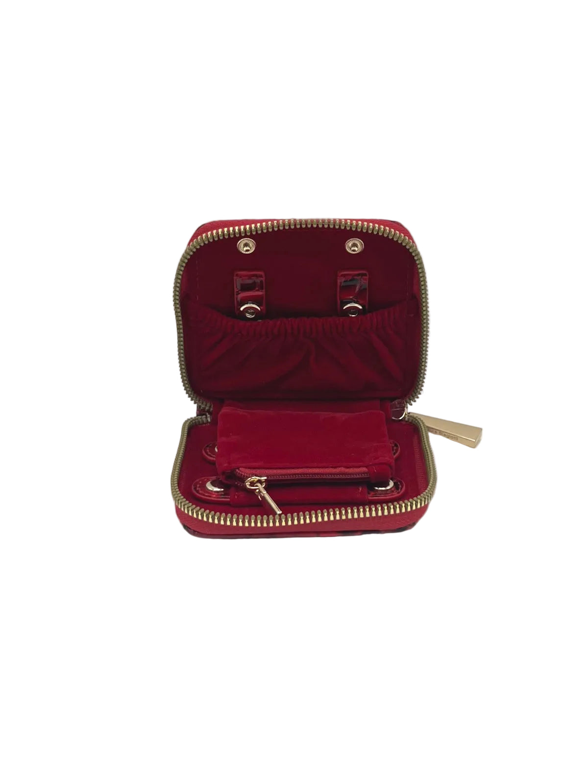 Women's Synthetic Leather Jewelry Travel Case with Ring Holder, Earring Organizer & Zip Pouch, Art. LB24290-1