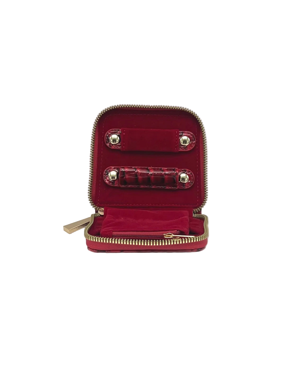 Women's Synthetic Leather Jewelry Travel Case with Ring Holder, Earring Organizer & Zip Pouch, Art. LB24290-1