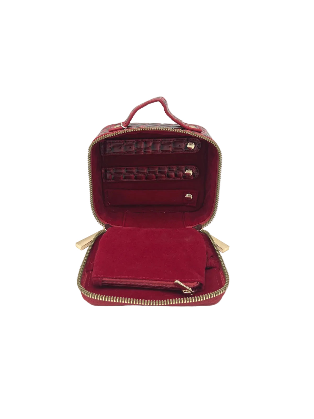 Women's Synthetic Leather Large Capacity Travel Jewelry Case with Handle & Zip Pouch, Art. LB24290-3