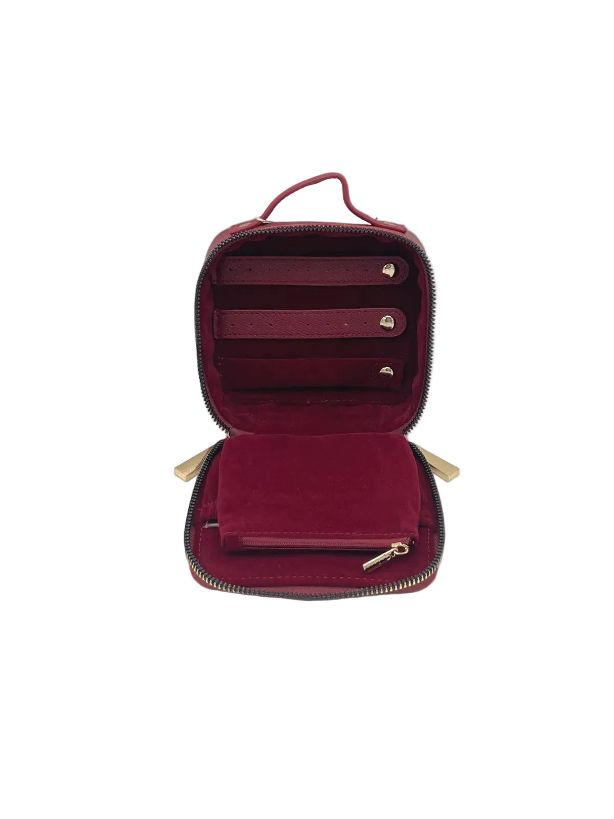 Women's Synthetic Leather Large Capacity Travel Jewelry Case with Handle & Zip Pouch, Art. LB24291-3