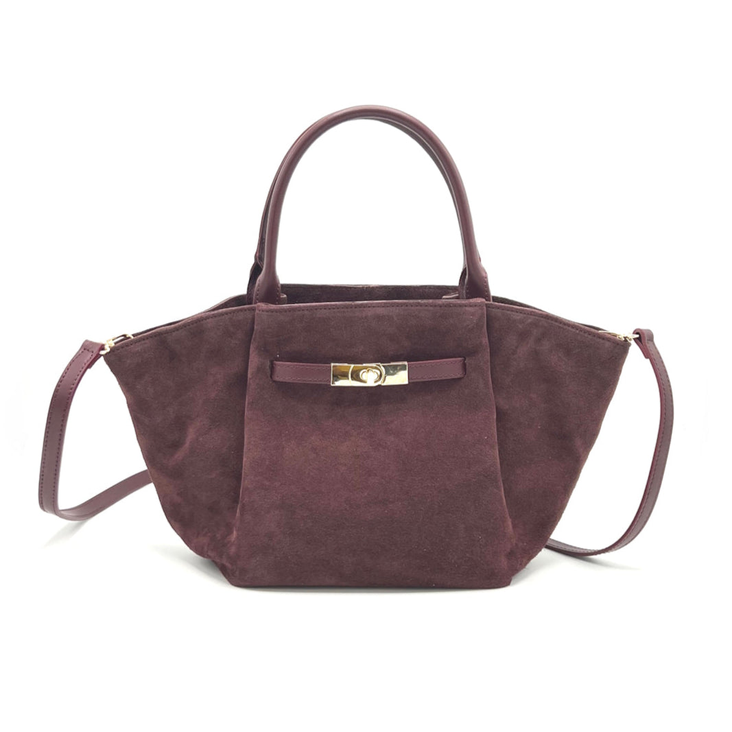 Suede leather handbag with strap, Made in Italy, art. 112645