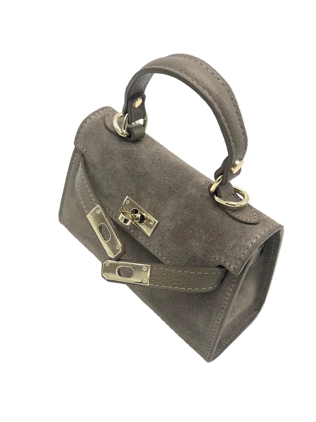 Suede and Genuine Leather Shoulder Bag, Made in Italy, art. 112781