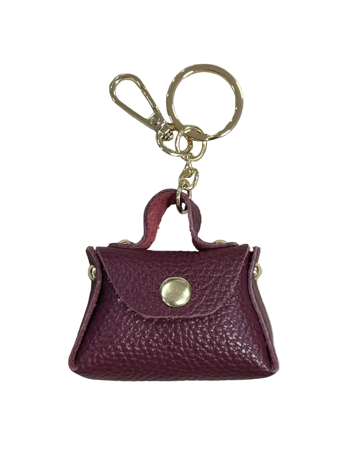 Detachable Genuine Leather Tiny Tote Coin Pouch Keychain, art. PO06