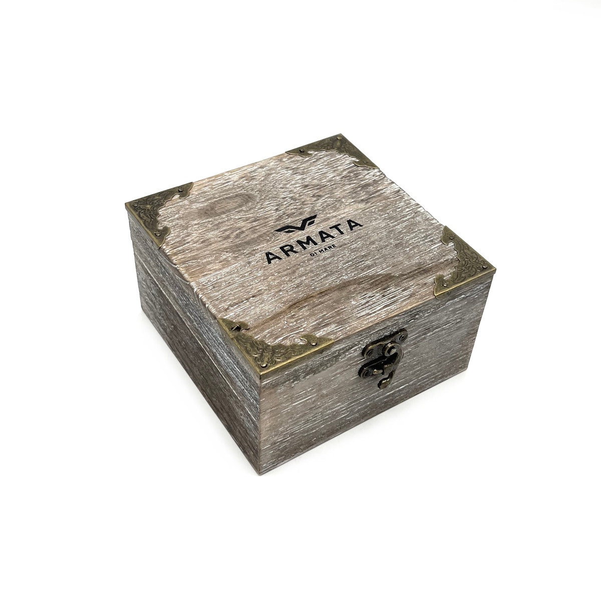 Christmas Gifts Idea, Leather Belt with Wooden Box, Armata di Mare, art. IDK1001-40