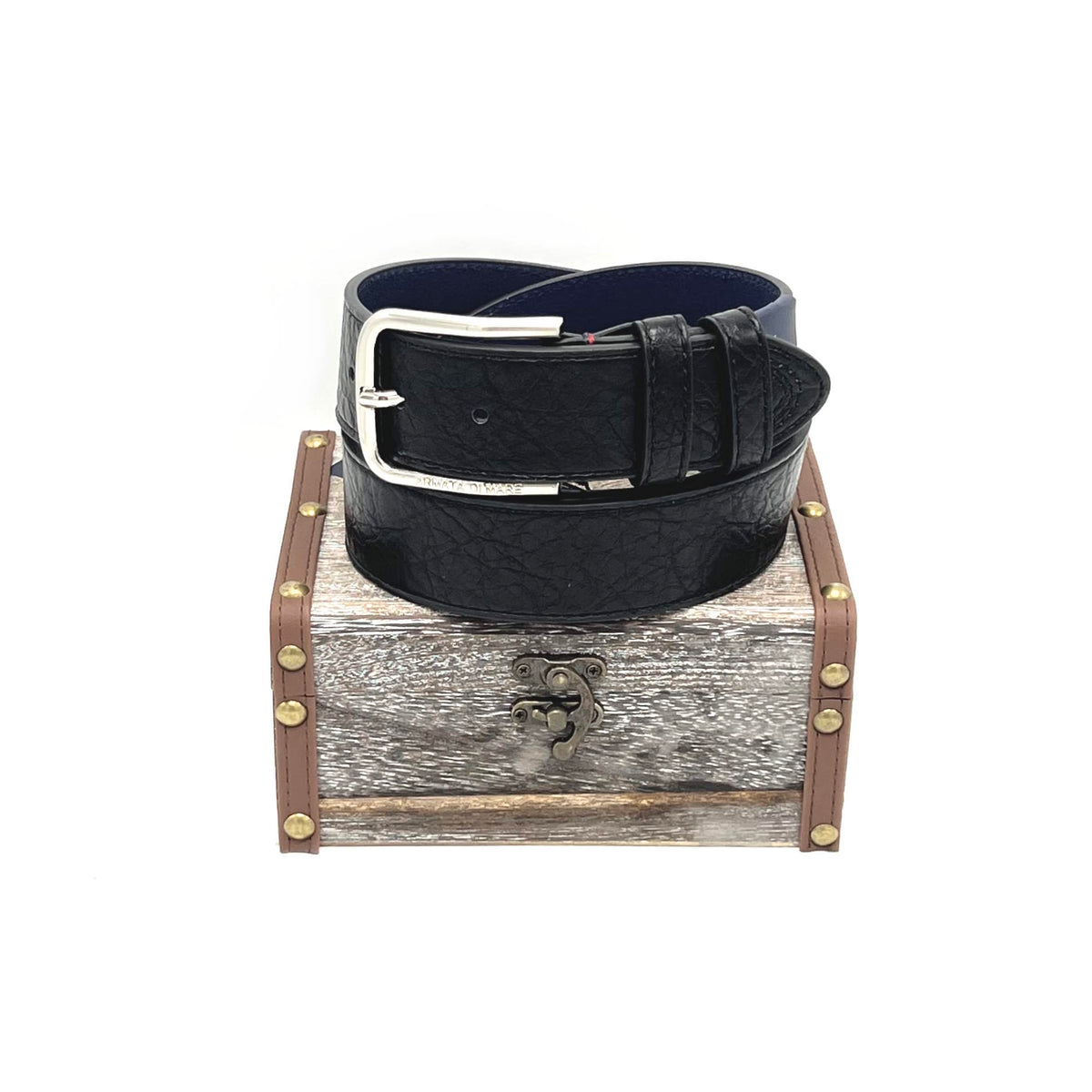 Christmas Gifts Idea, Leather Belt with Woolden Box, Armata di Mare, art. IDK1003-40