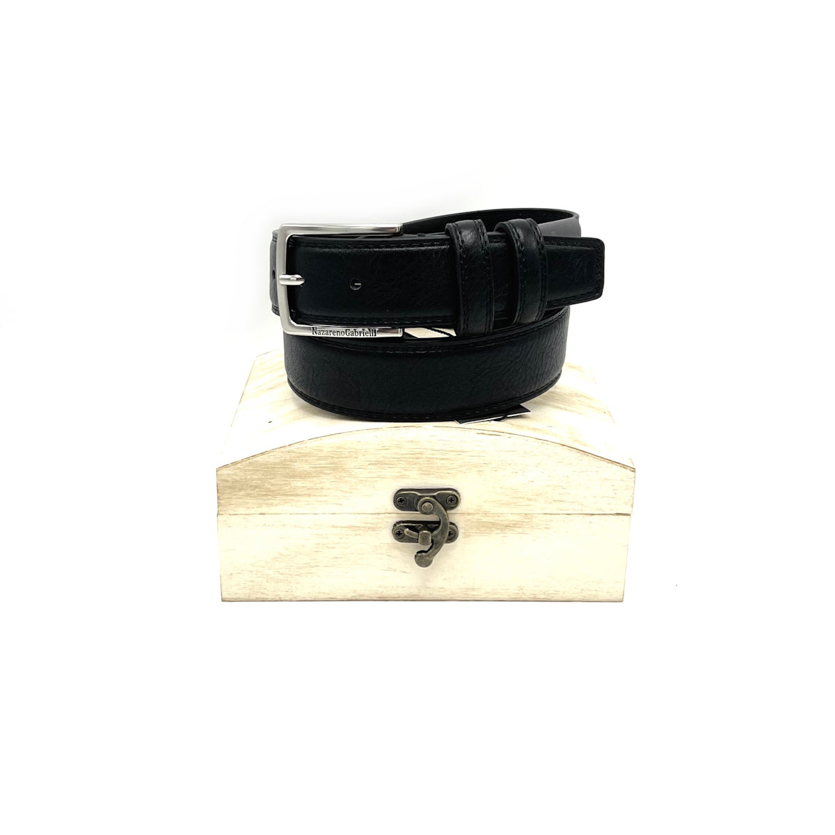 Christmas Gifts Idea, Leather Belt with Wooden Box, N.Gabrielli, art. IDK990-35