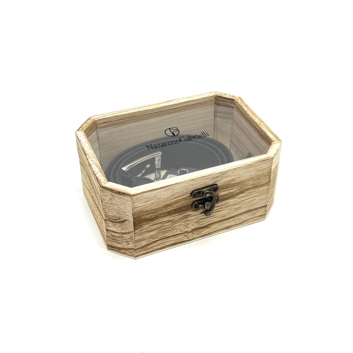 Christmas Gifts Idea, Leather Belt with Wooden Box, N.Gabrielli, art. IDK986-35