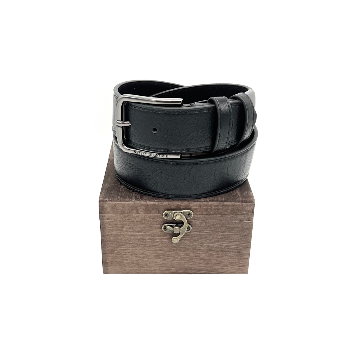 Christmas Gifts Idea, Leather Belt with Wooden Box, N.Gabrielli, art. IDK989-40