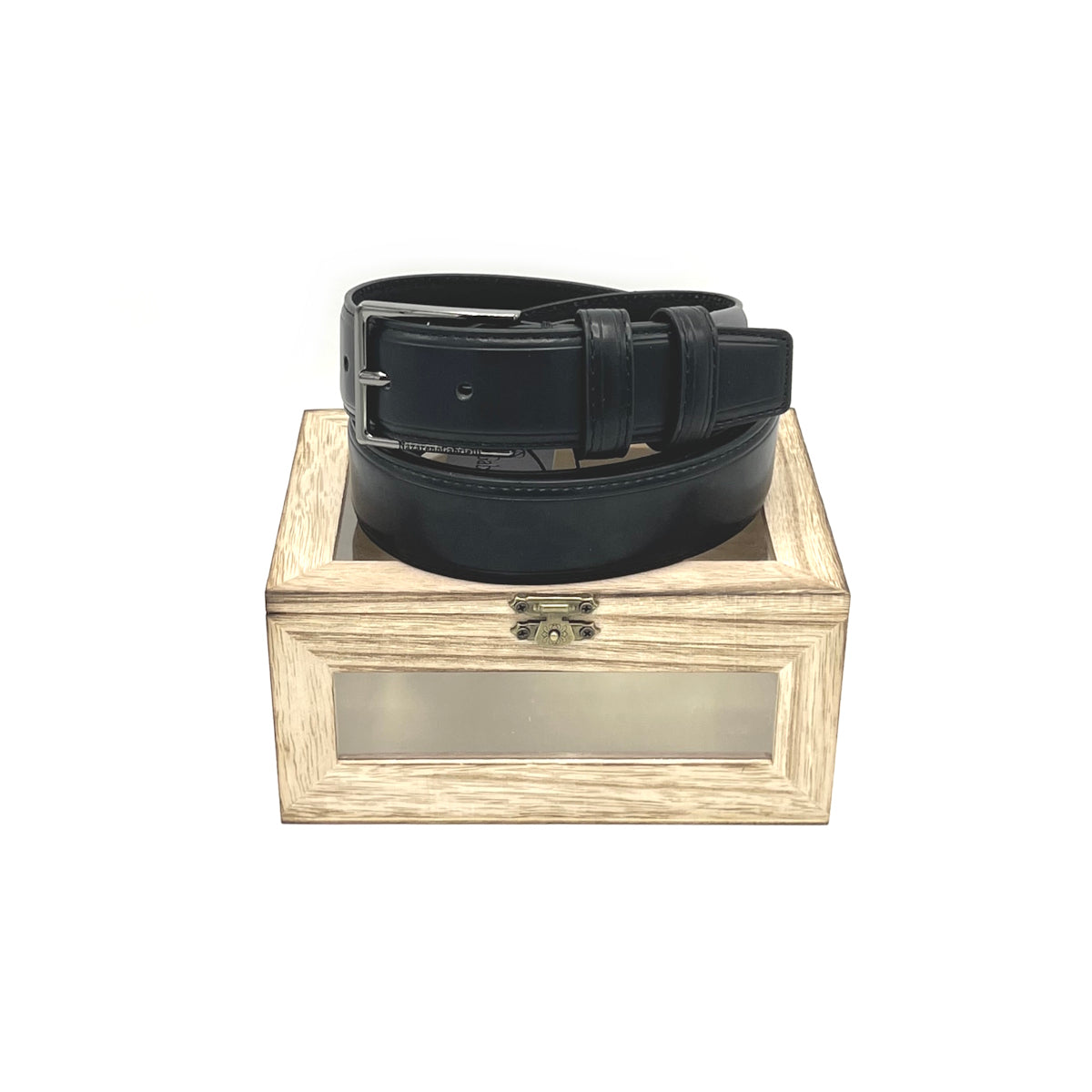 Christmas Gifts Idea, Leather Belt with Wooden Box, N.Gabrielli, art. IDK984-35