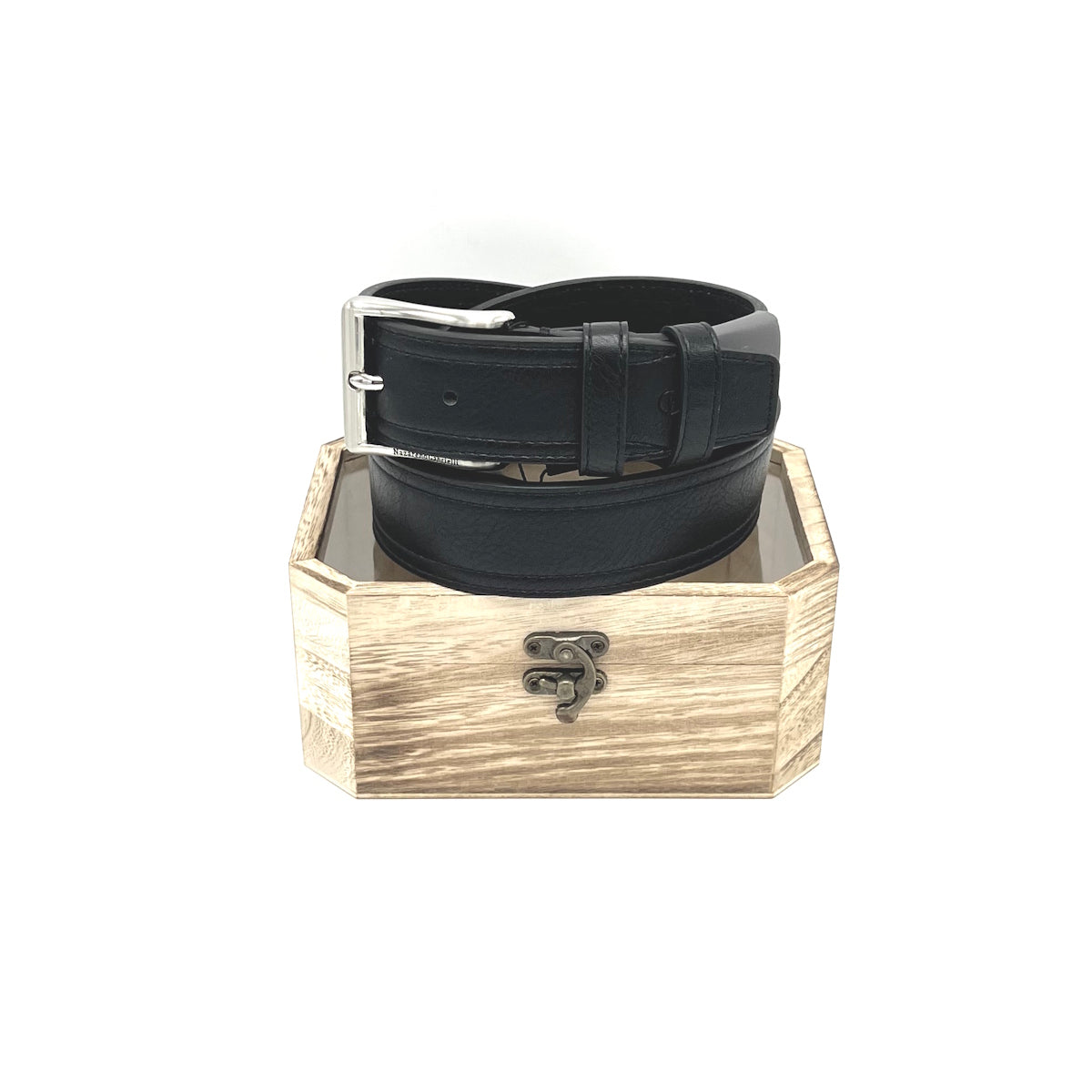 Christmas Gifts Idea, Leather Belt with Wooden Box, N.Gabrielli, art. IDK987-40