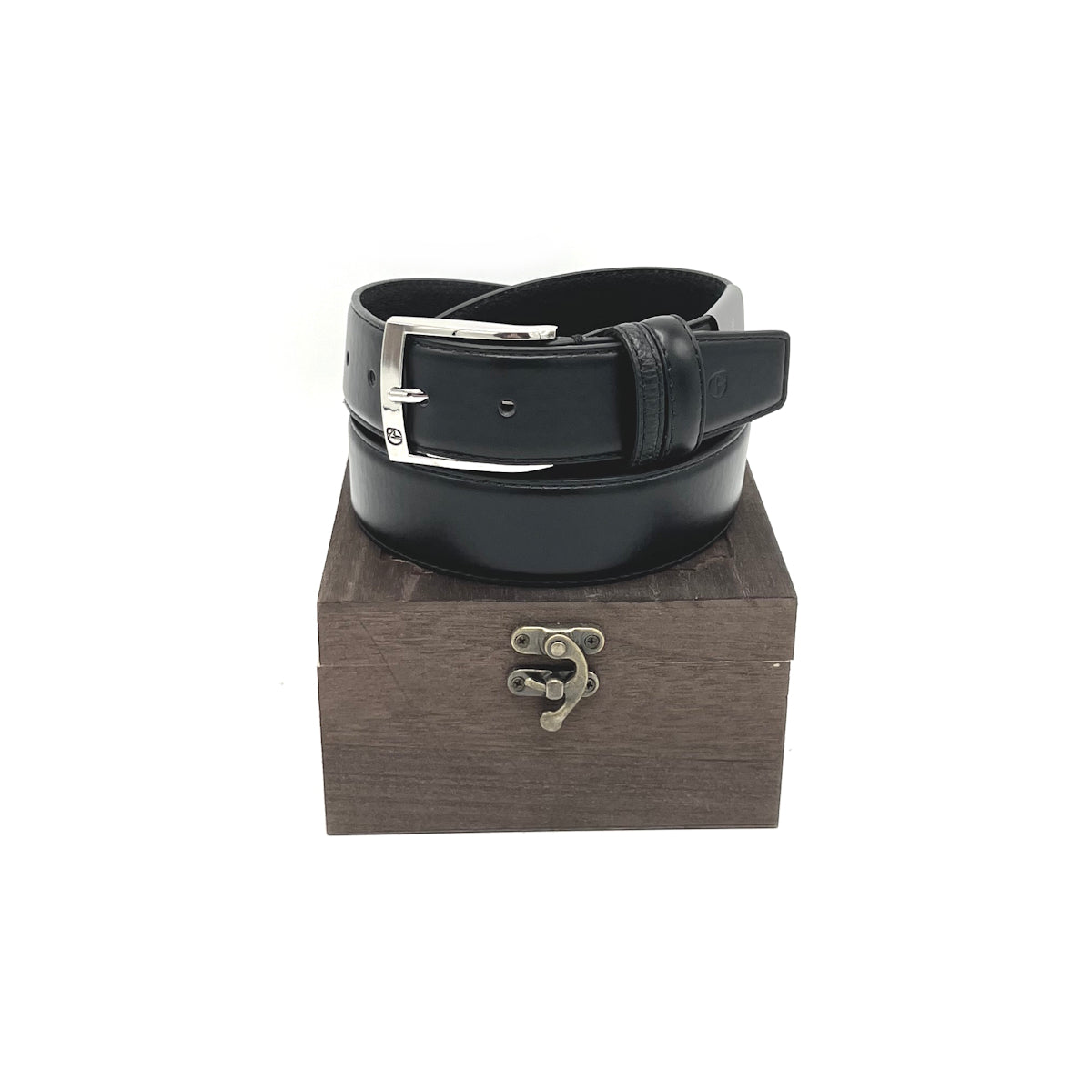 Christmas Gifts Idea, Leather Belt with Wooden Box, N.Gabrielli, art. IDK988-35