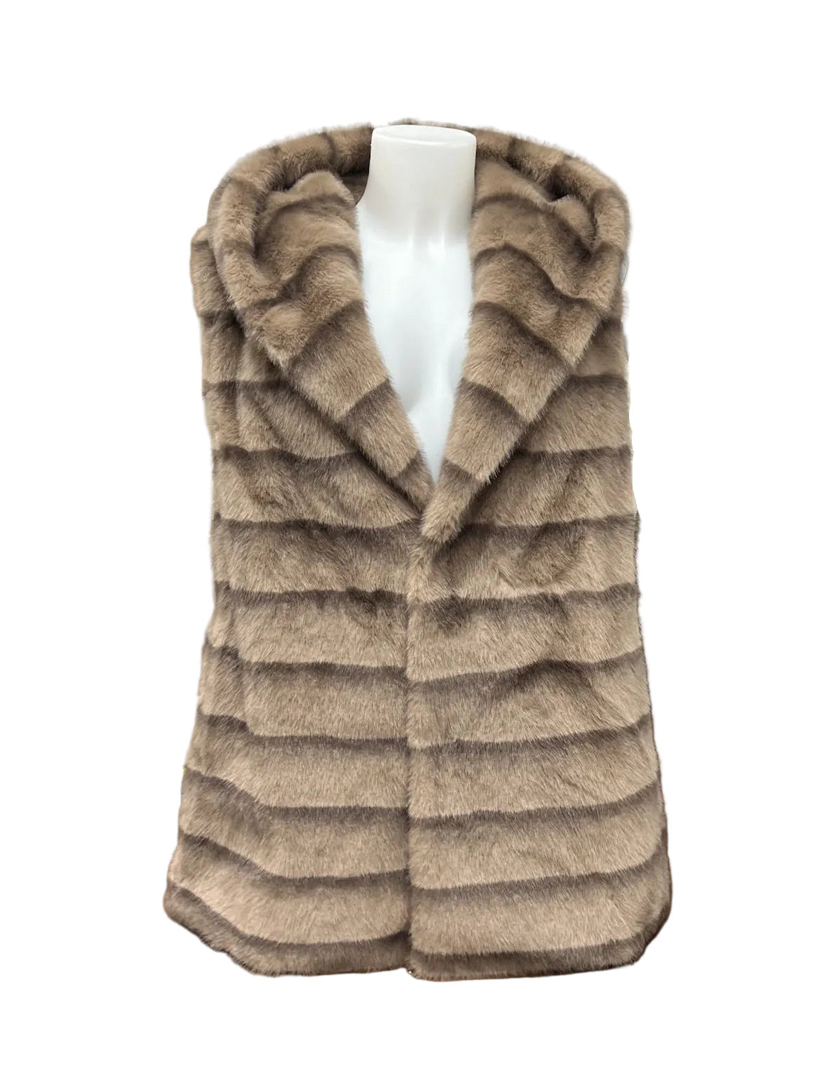 Plush Faux Fur Hooded Belted Longline Vest, Fall/Winter, Art. MZ-2616.532