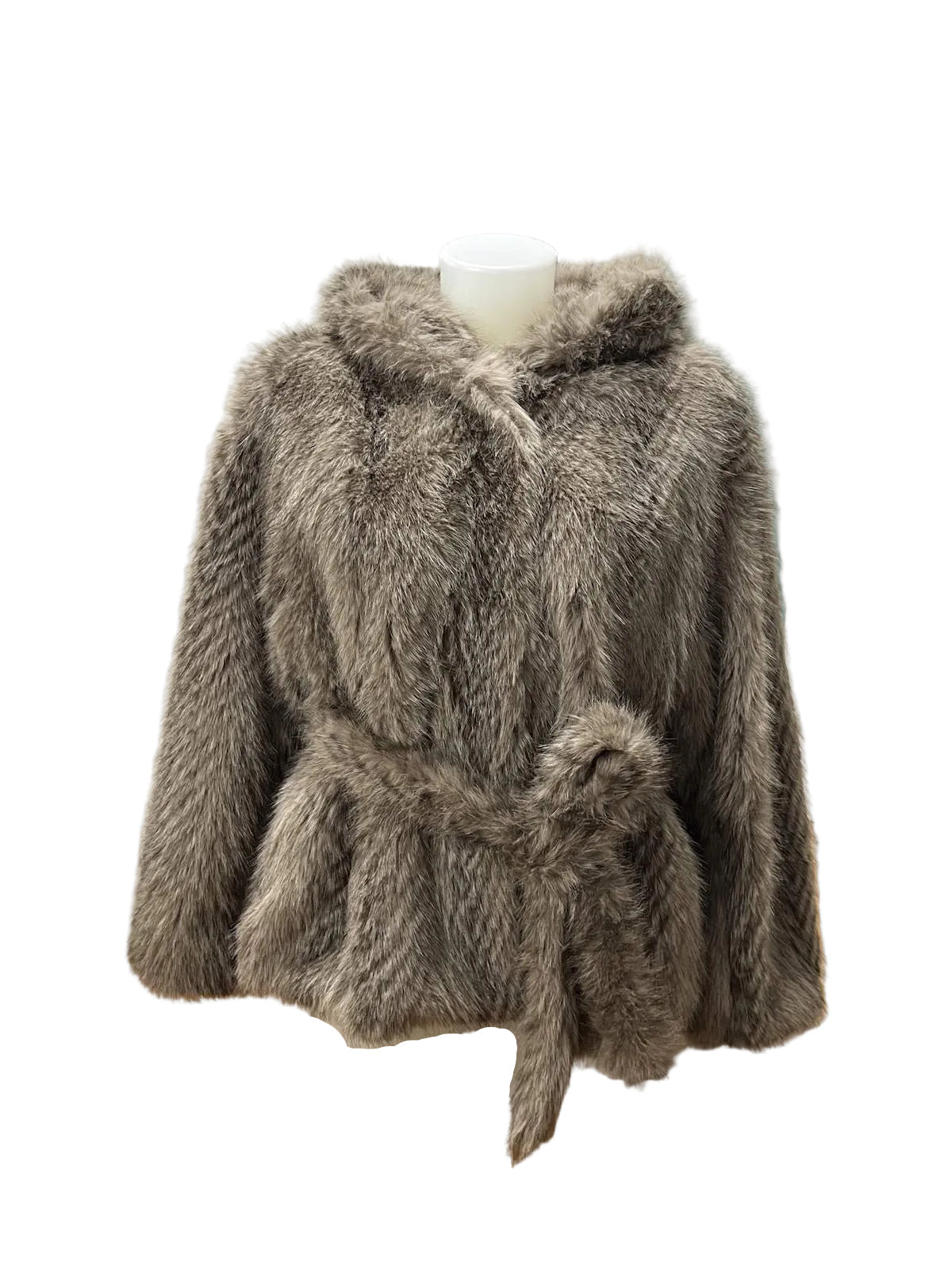 Plush Faux Fur Hooded Belted Jacket, Fall/Winter, Art. XY-16.532