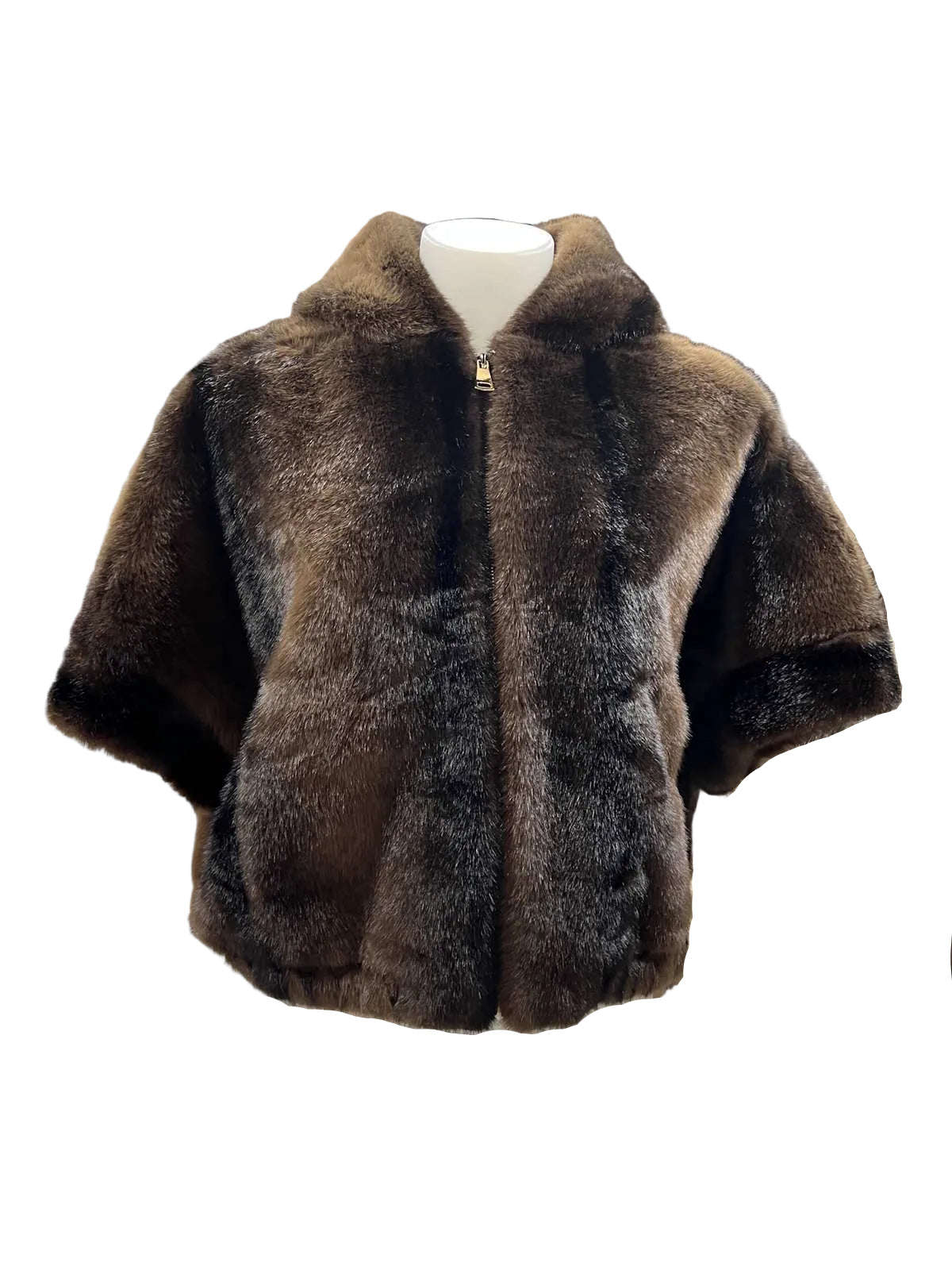 Plush Striped Faux Fur Hooded Zip-Up Bomber Jacket, Fall/Winter, Art. XY-15.532