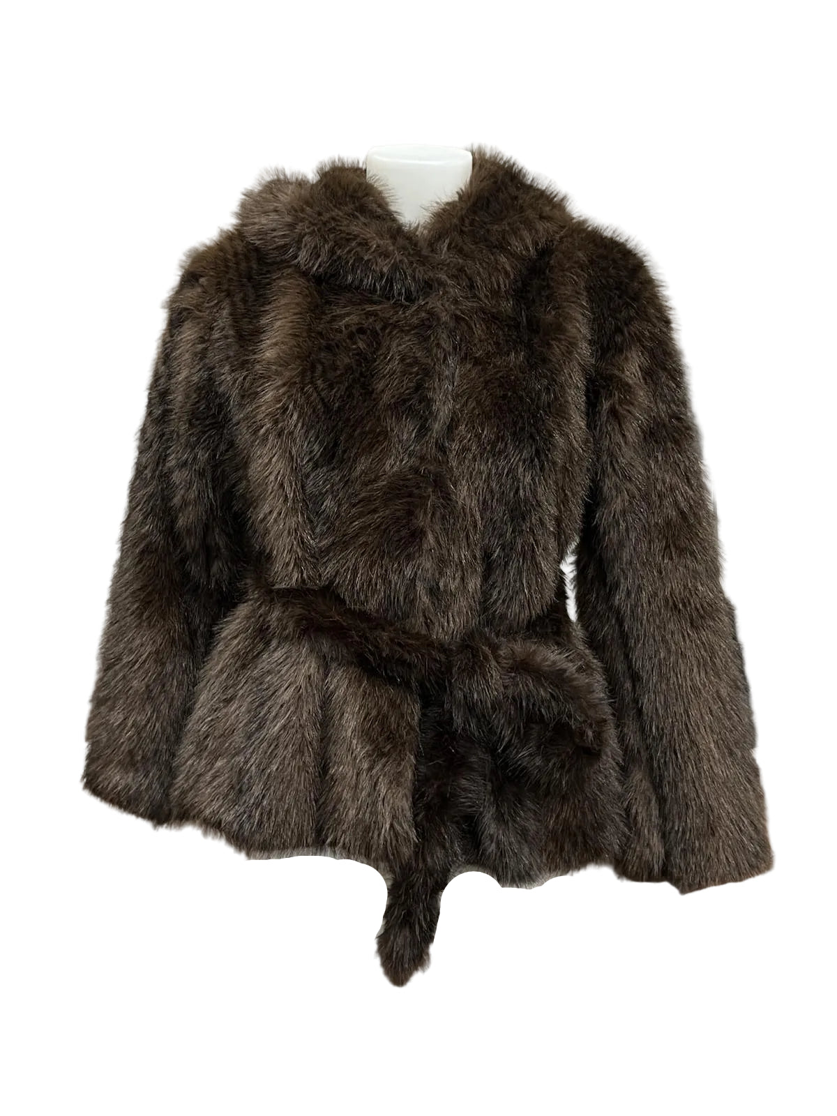 Plush Faux Fur Hooded Belted Jacket, Fall/Winter, Art. XY-16.532