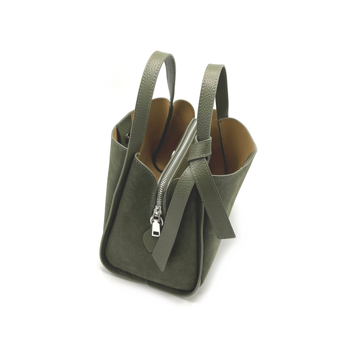 Suede leather handbag with crossbody strap, Made in Italy, art. 112638