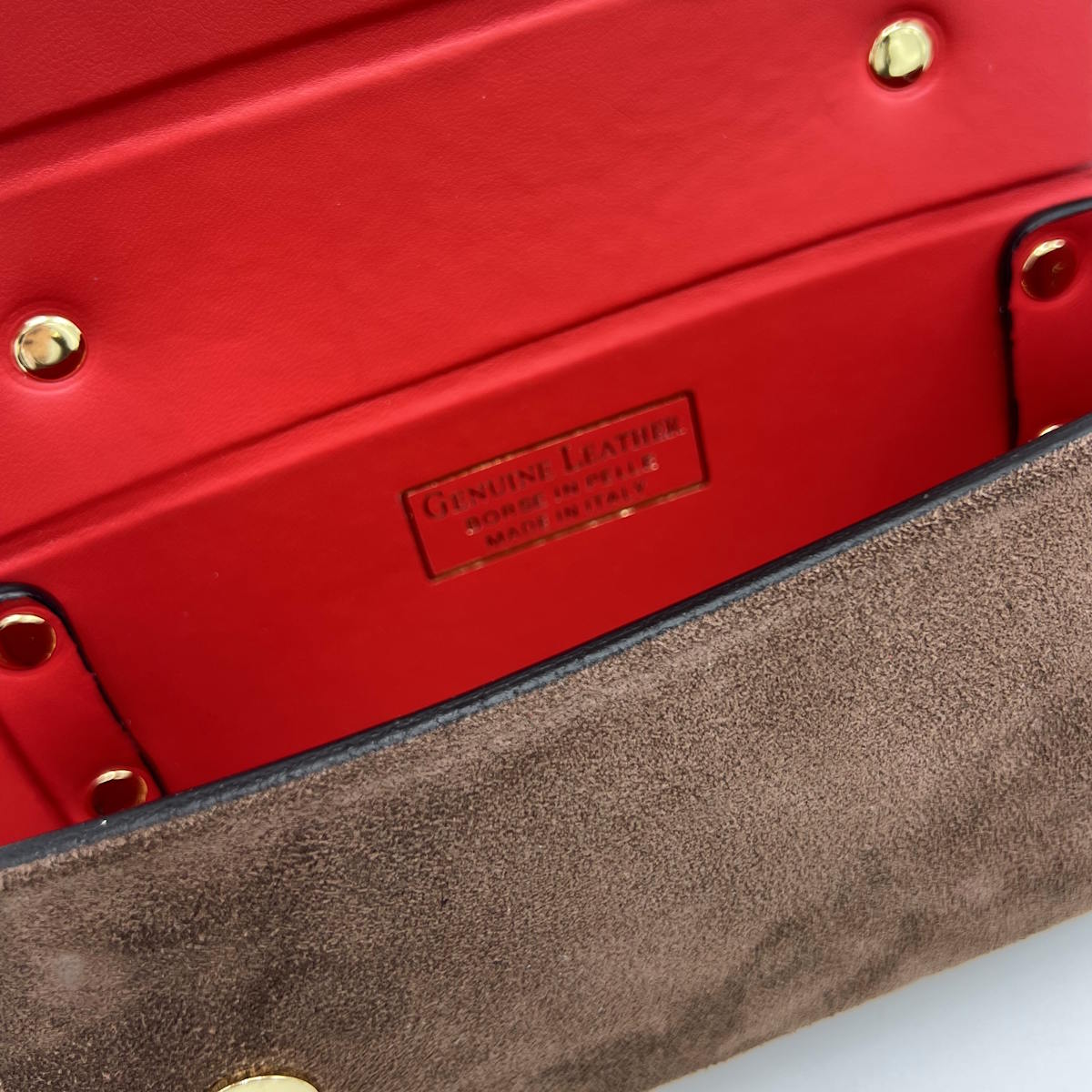 Suede leather mini clutch bag with chain, Made in Italy, art. 112629