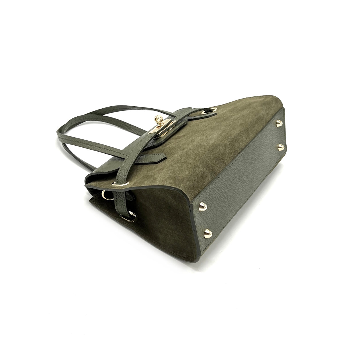 Suede leather handbag with crossbody strap, Made in Italy, art. 112654