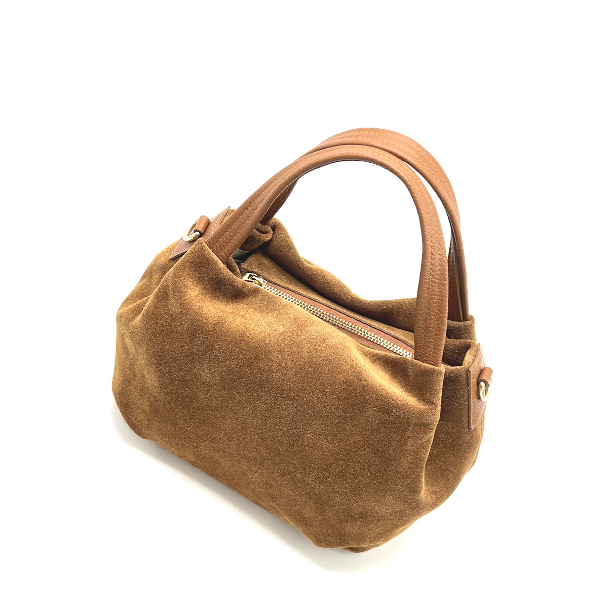 Suede leather handbag with crossbody strap, Made in Italy, art. 112656