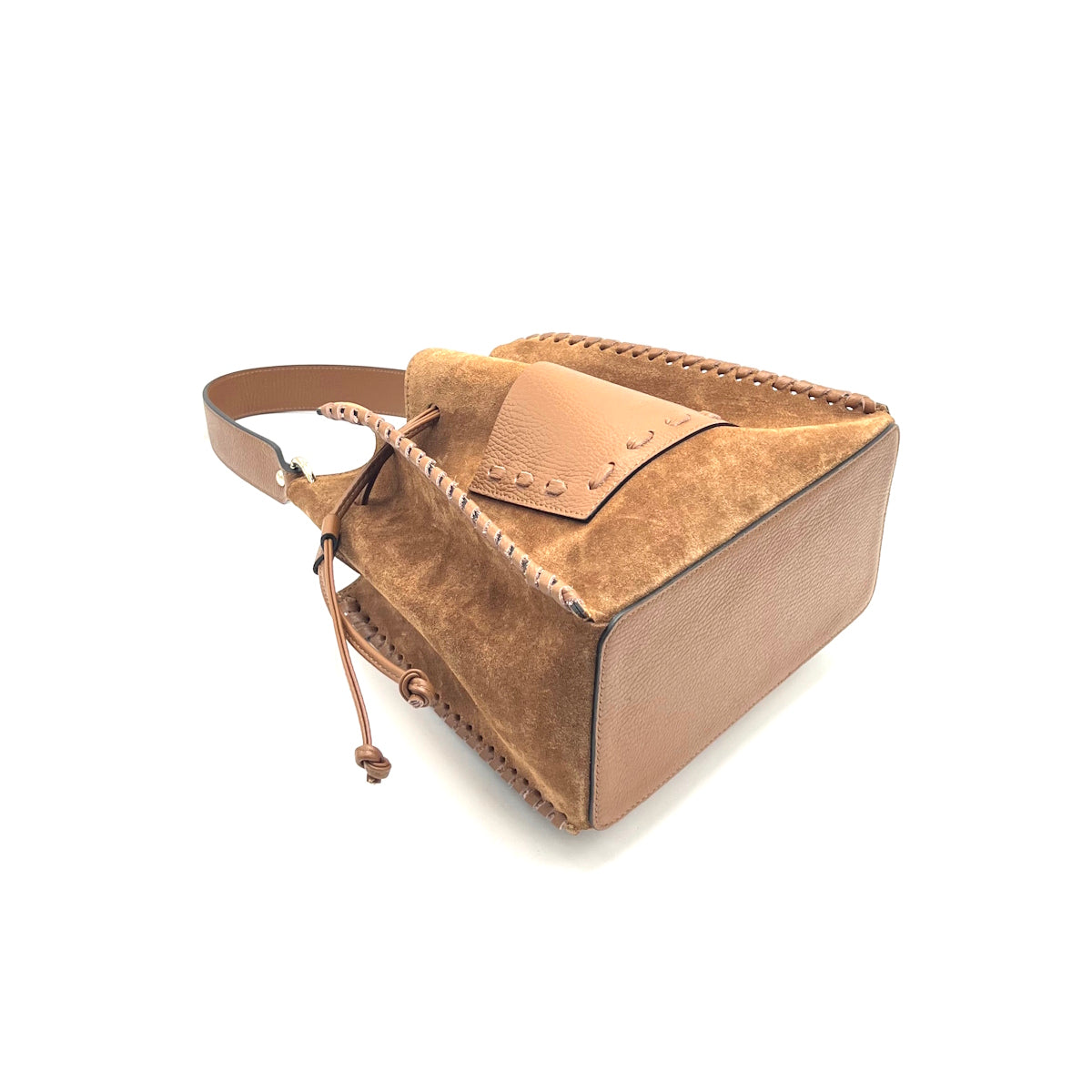 Suede leather bucket bag with crossbody strap, Made in Italy, art. 112659