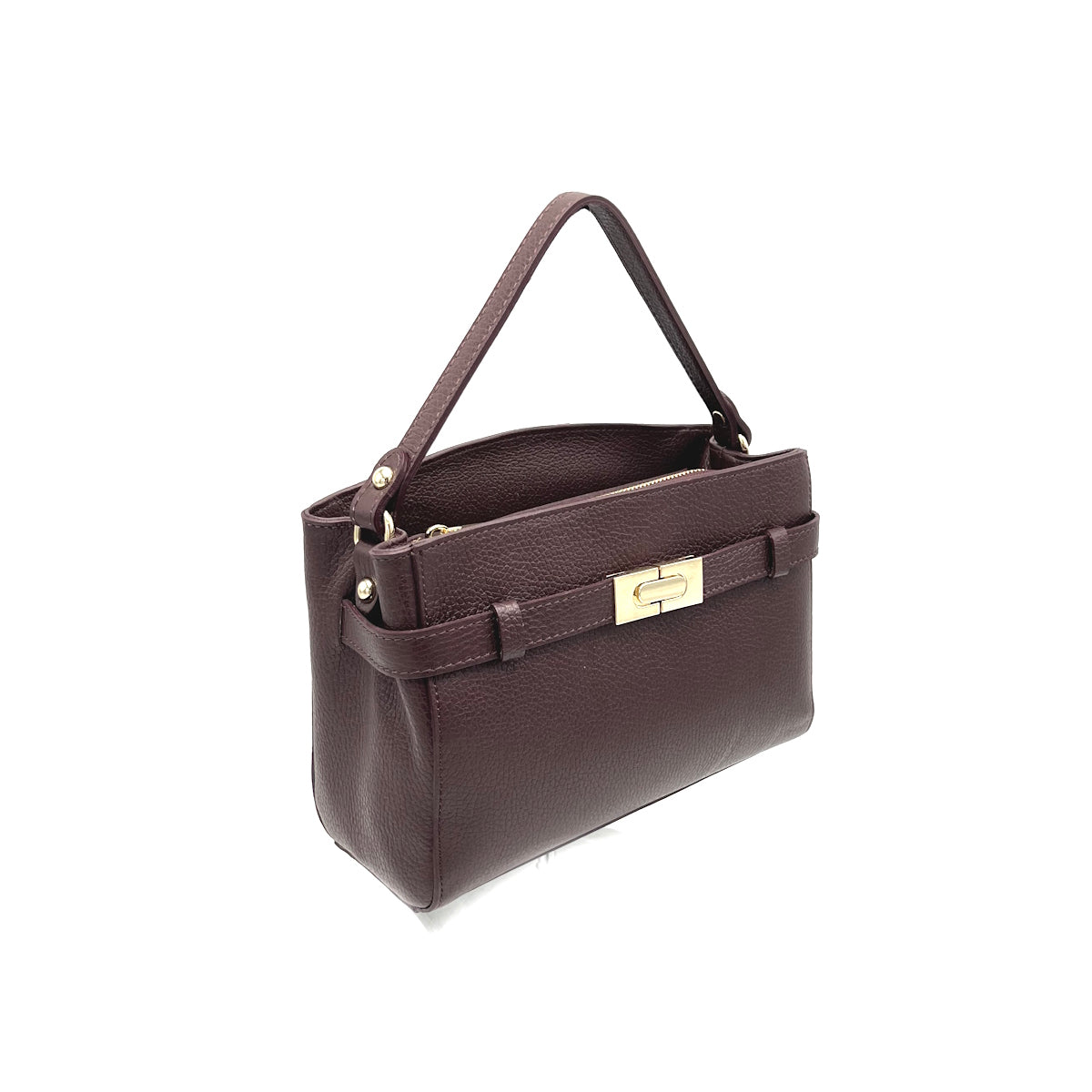 Genuine leather handbag with crossbody strap, Made in Italy, art. 112661