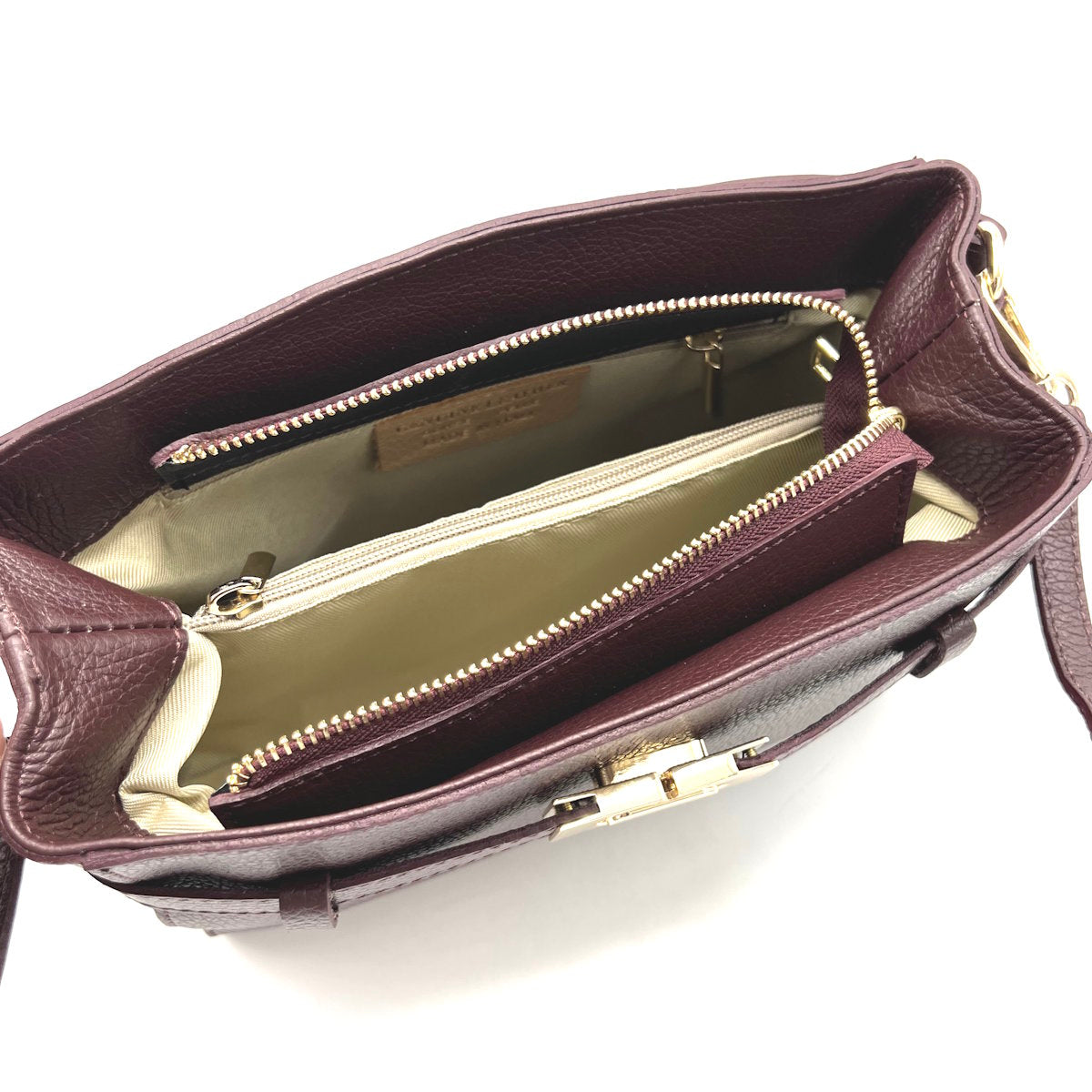 Genuine leather handbag with crossbody strap, Made in Italy, art. 112661