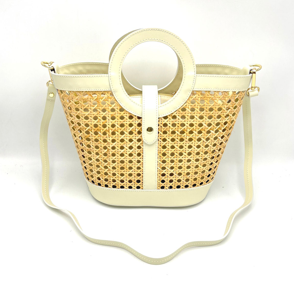 Genuine leather and straw bag, Made in Italy, art. 112456