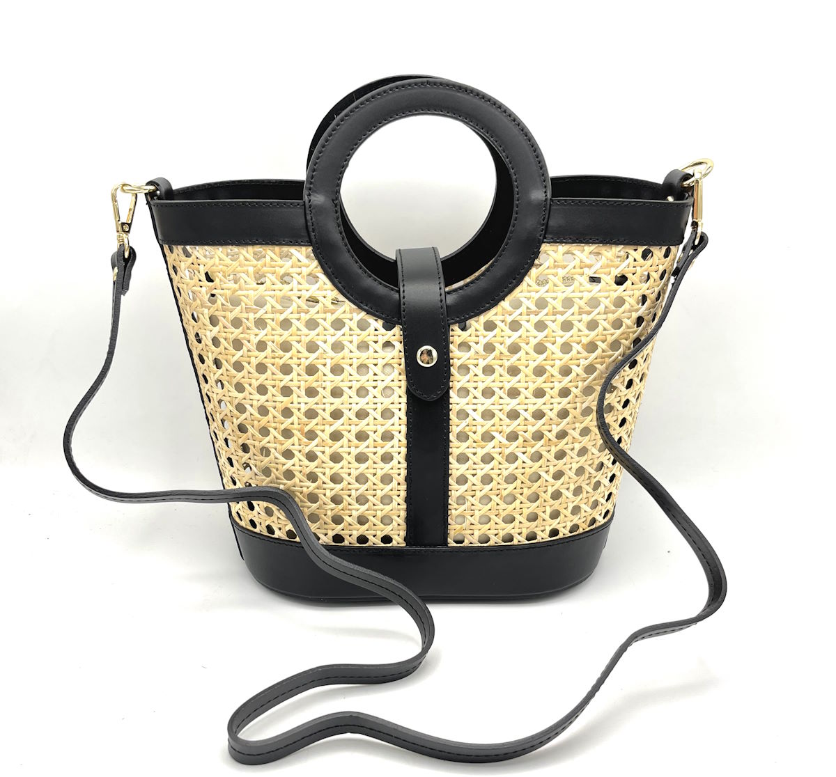 Genuine leather and straw bag, Made in Italy, art. 112456