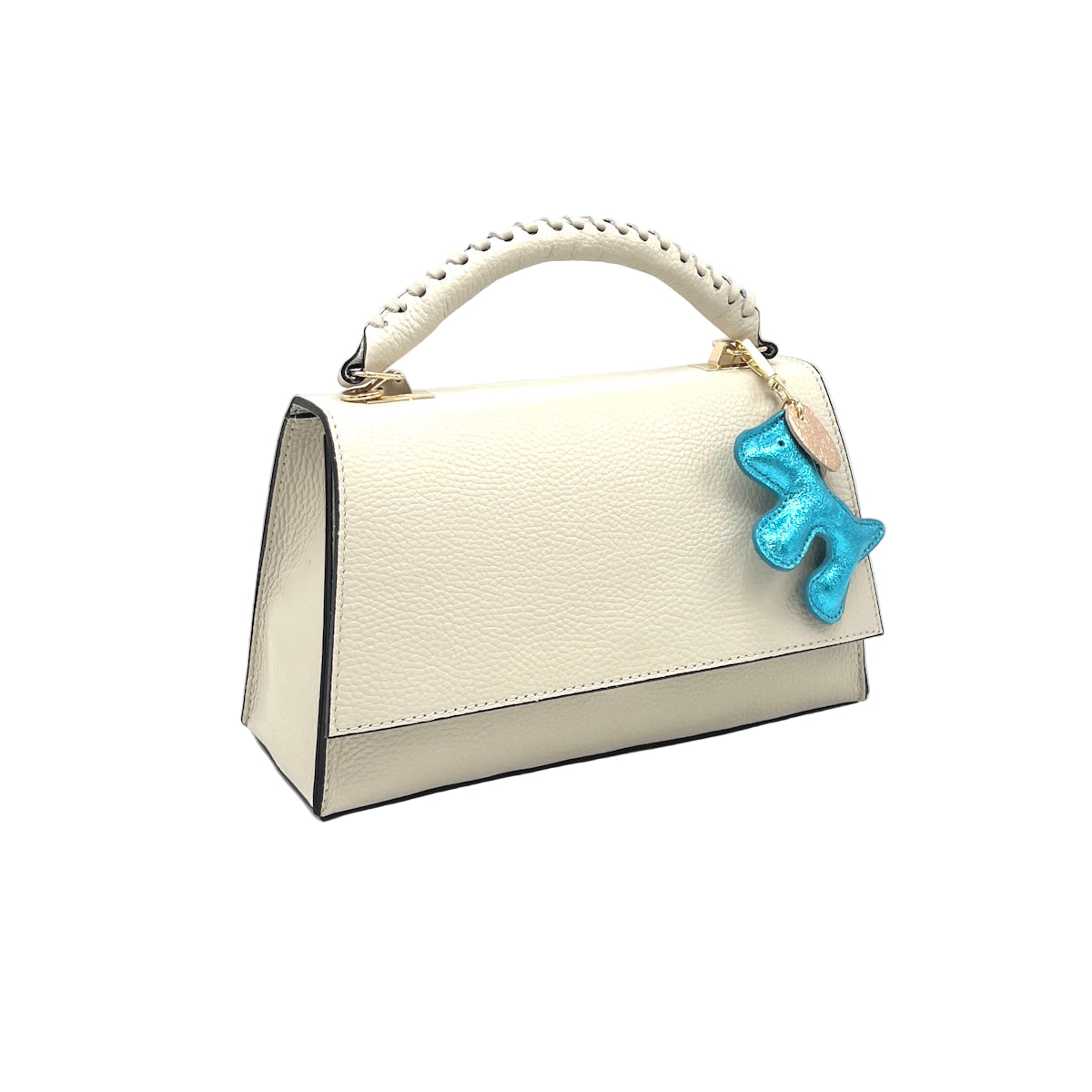 Genuine Leather Top-Handle Bag with Chain Strap, Made in Italy, art. 112664