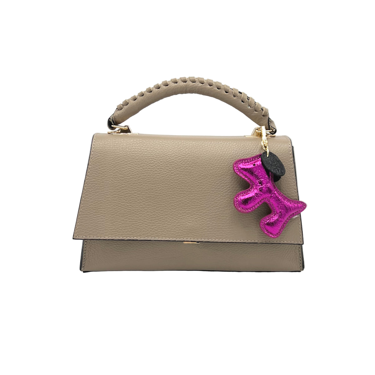 Genuine Leather Top-Handle Bag with Chain Strap, Made in Italy, art. 112664