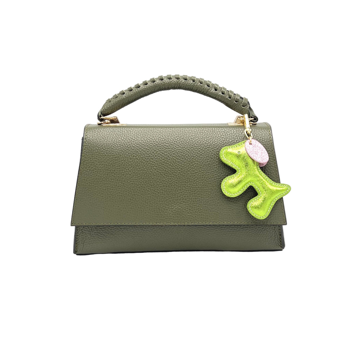 Genuine Leather Top-Handle Bag with Chain Strap, Made in Italy, art. 112664