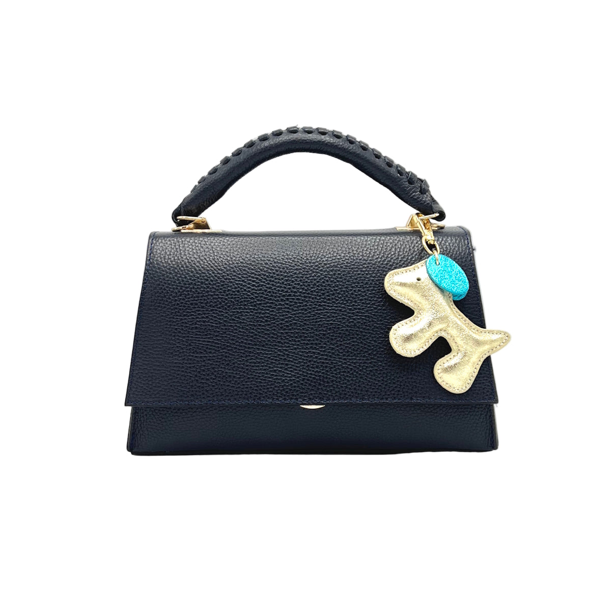 Genuine Leather Top-Handle Bag with Chain Strap, Made in Italy, art. 112664