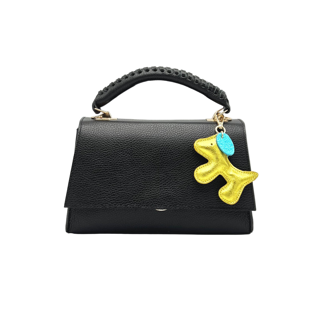 Genuine Leather Top-Handle Bag with Chain Strap, Made in Italy, art. 112664