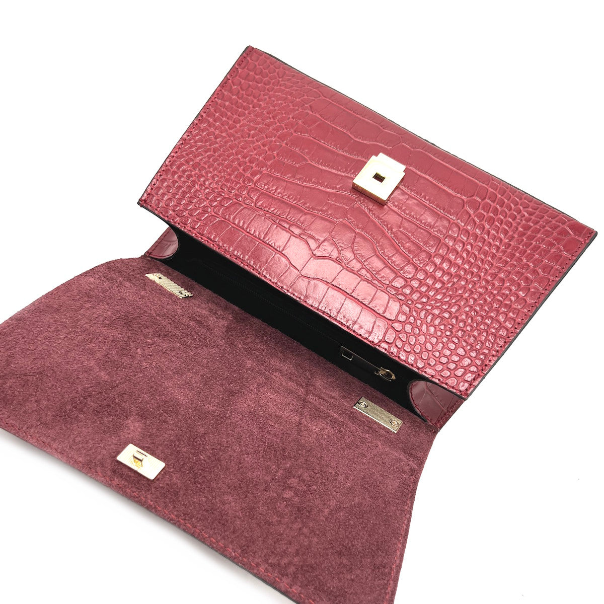 Women’s Croc-Embossed Genuine Leather Handbag with chain, Made in Italy, art. 112666