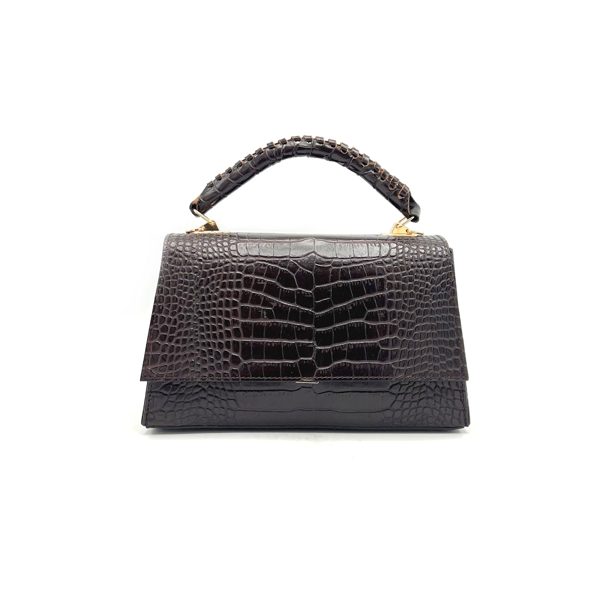Women’s Croc-Embossed Genuine Leather Handbag with chain, Made in Italy, art. 112666